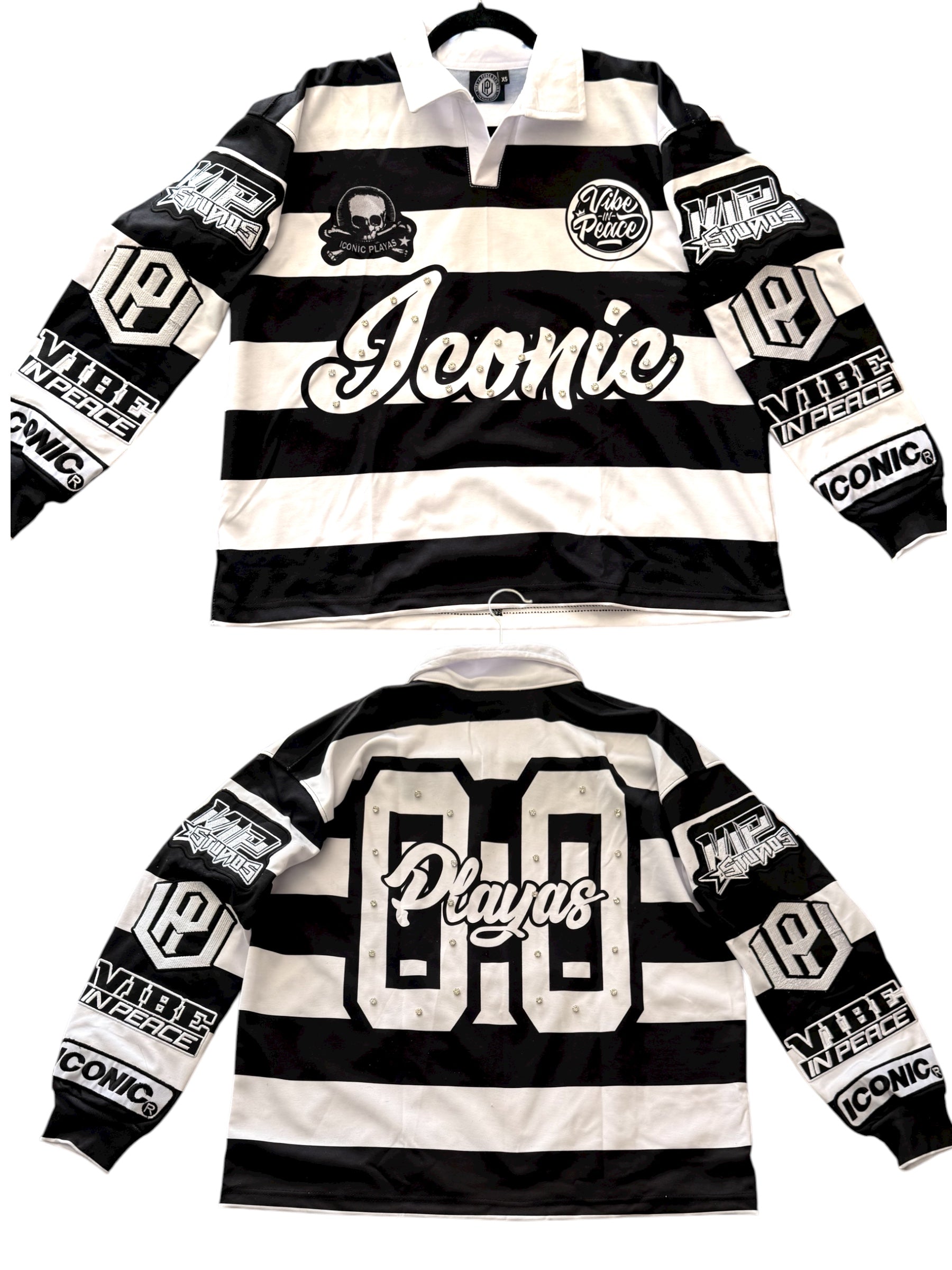 Iconic Rhinestone Polo (Black)