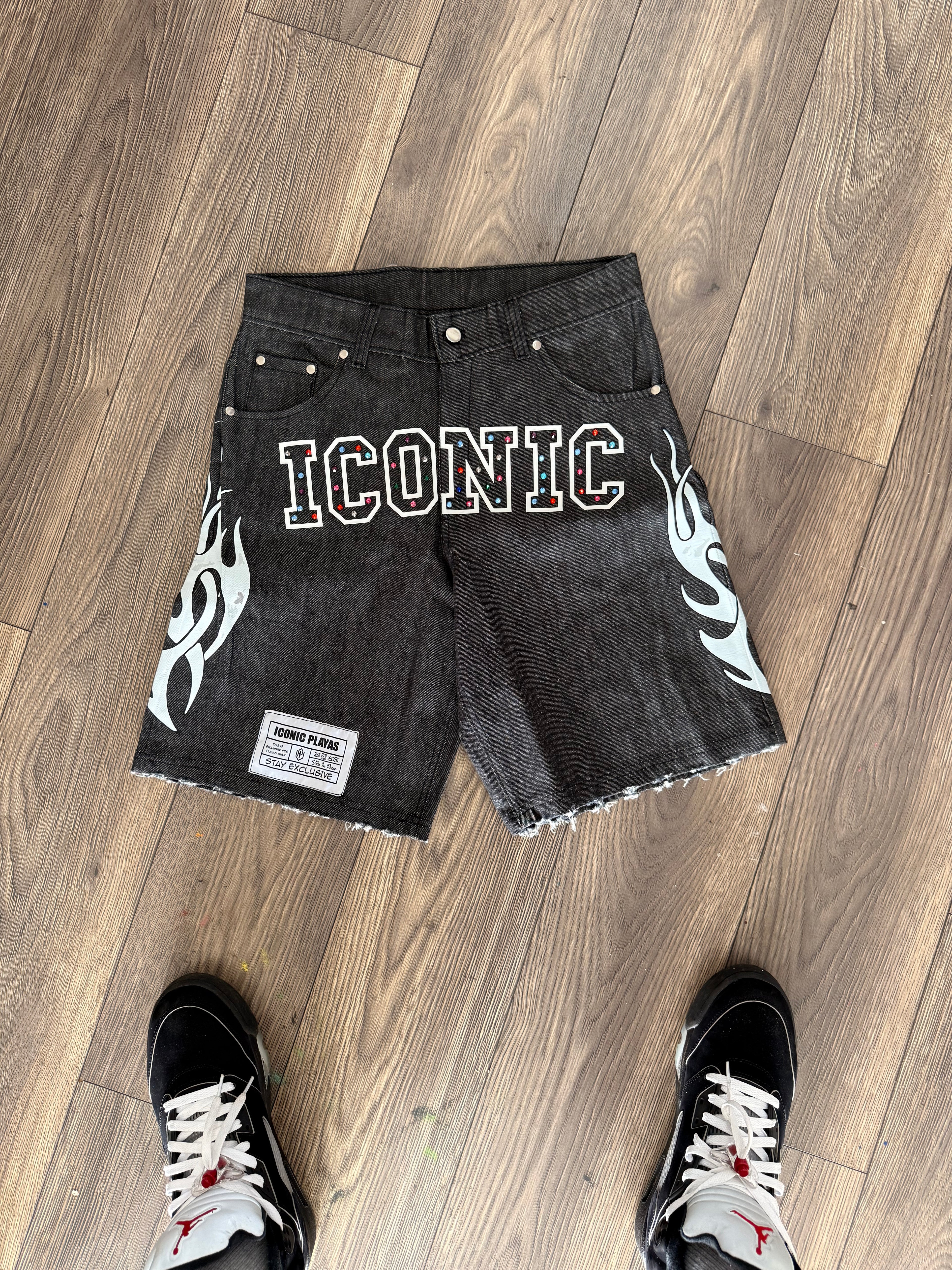 Iconic Black Rhinestone Shorts
