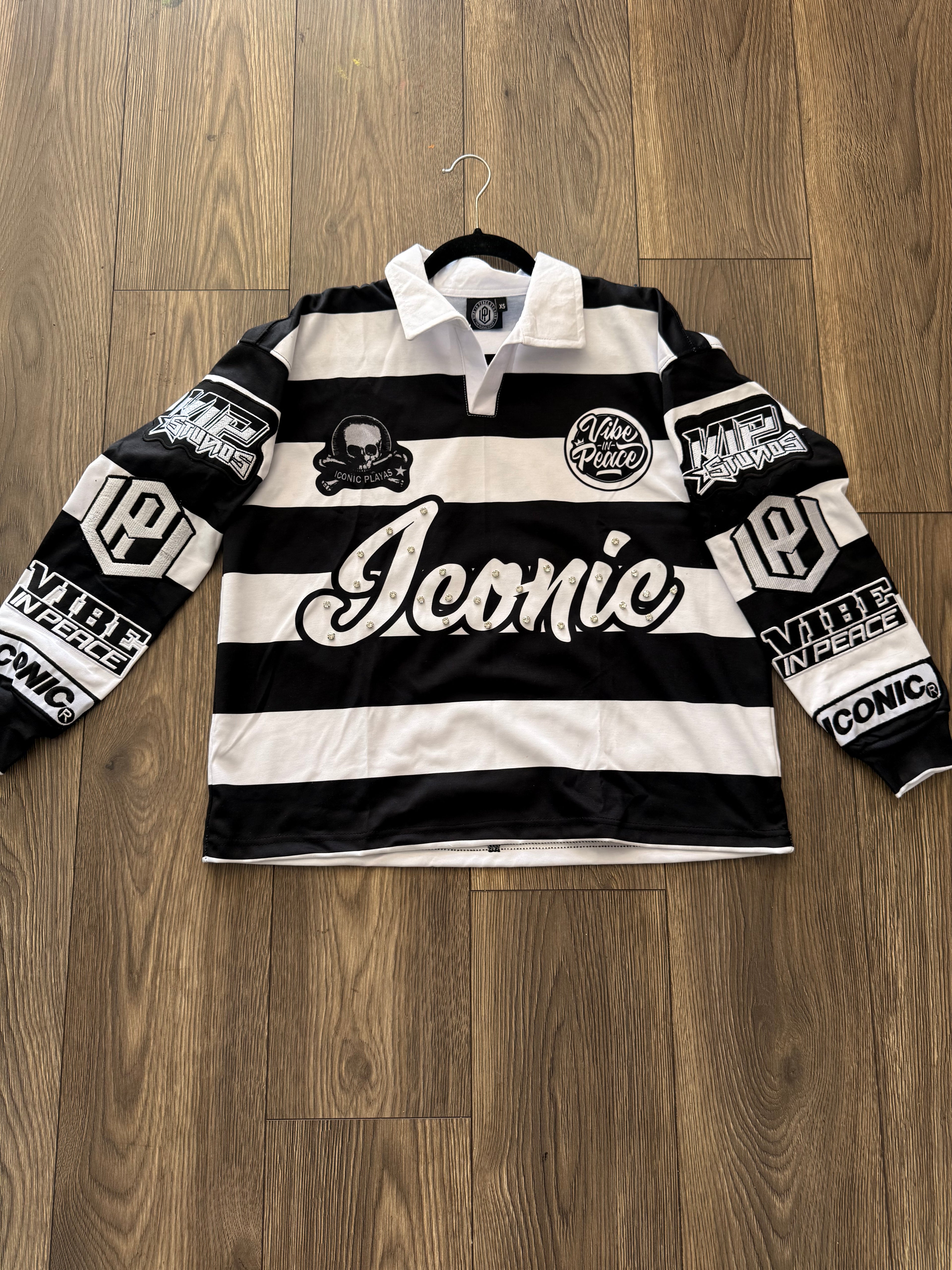 Iconic Rhinestone Polo (Black)