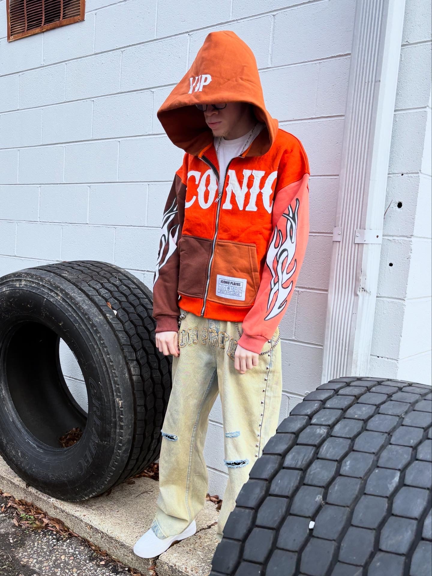 Burnt Orange Multicolors Zip Up