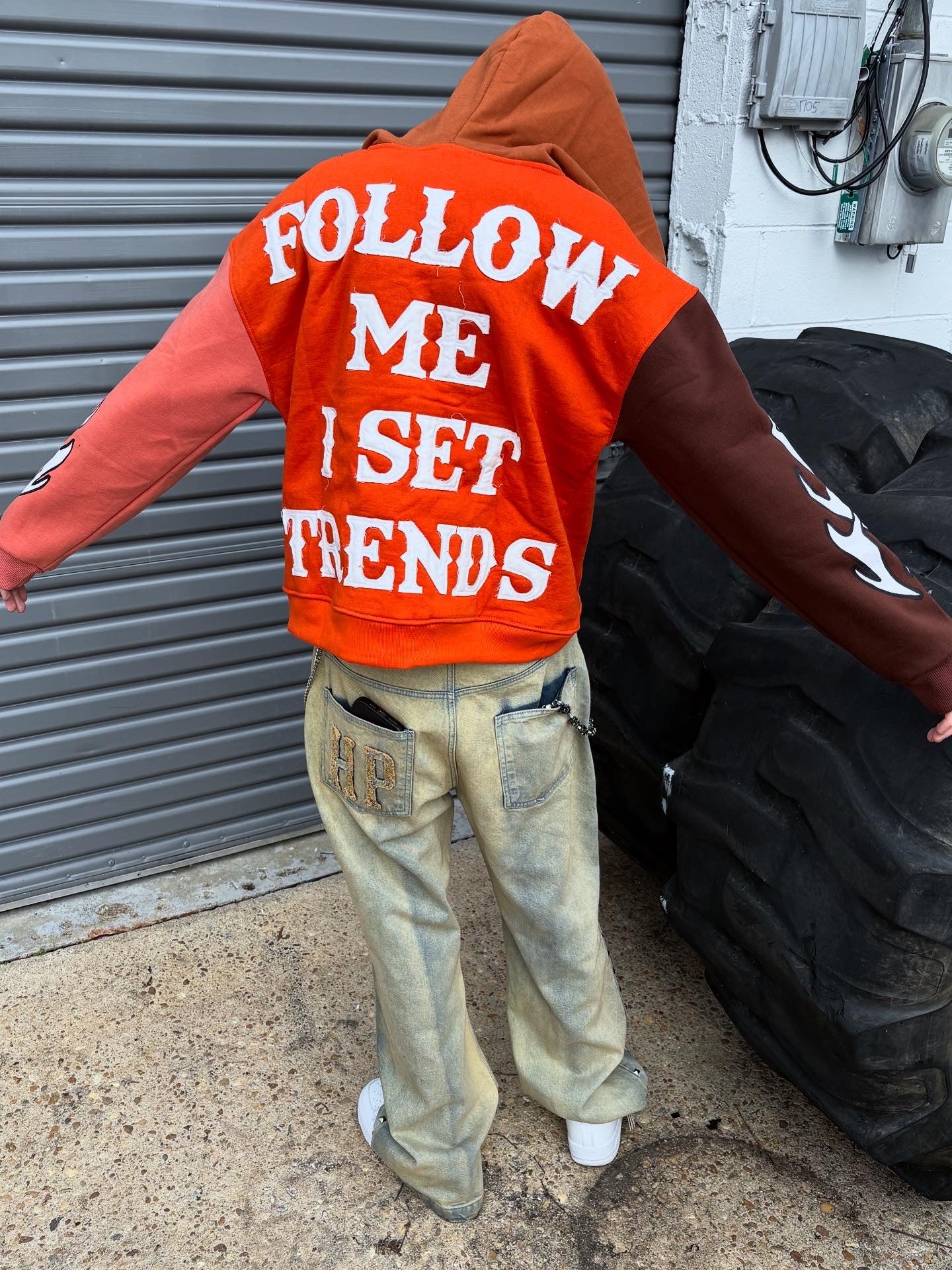 Burnt Orange Multicolors Zip Up