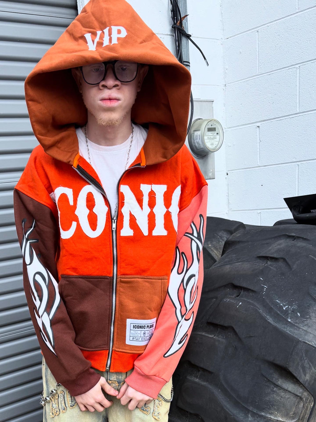 Burnt Orange Multicolors Zip Up