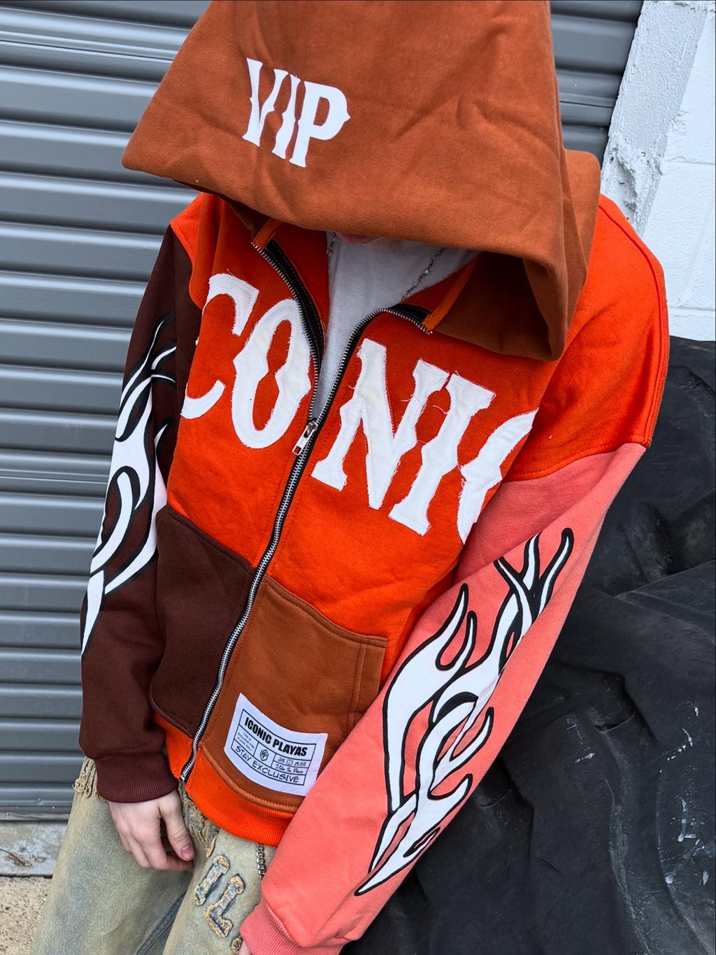 Burnt Orange Multicolors Zip Up