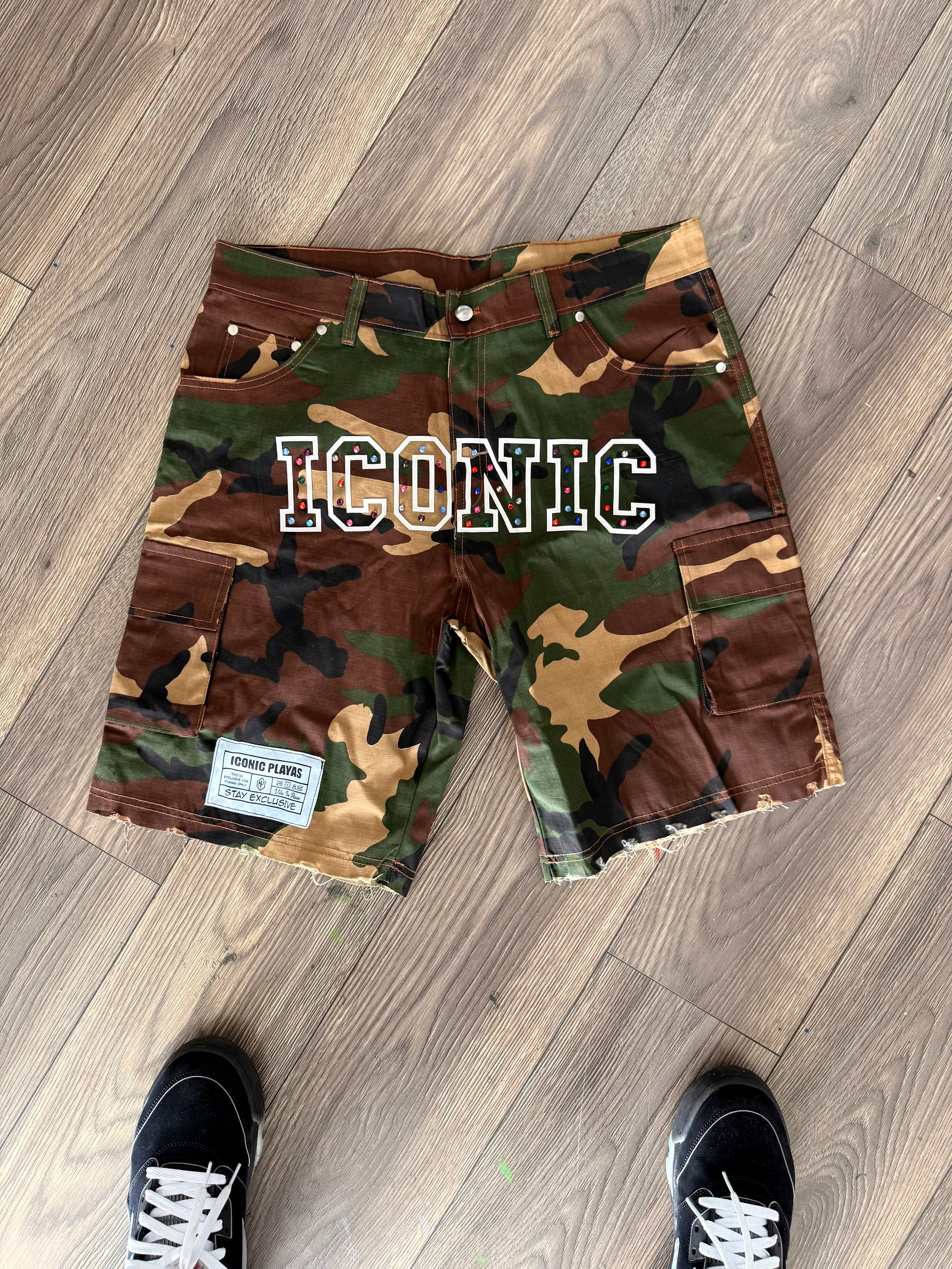 Iconic Camo Rhinestone Shorts