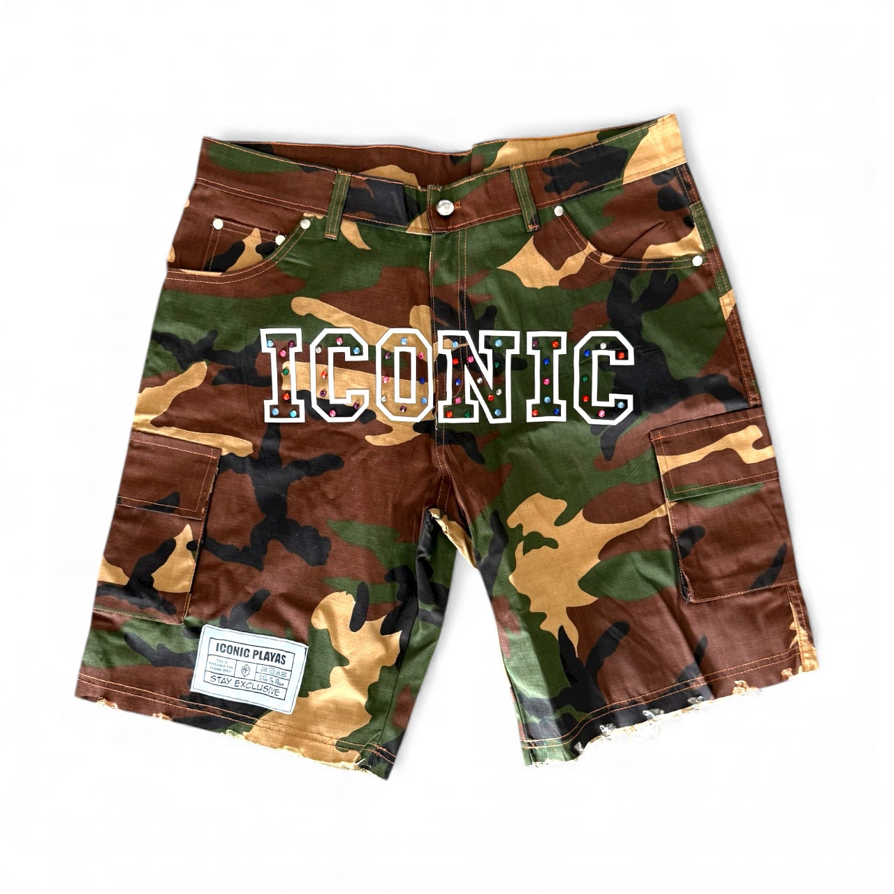 Iconic Camo Rhinestone Shorts